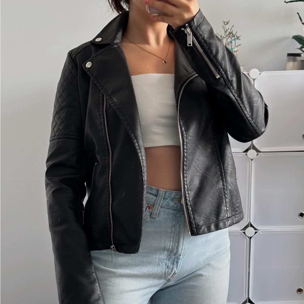 Boohoo | Faux leather moto jacket